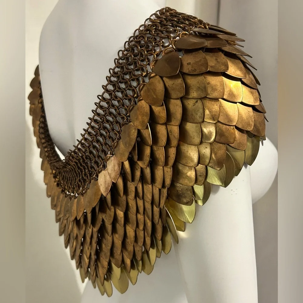 Rare Handmade Bronze Dragon Scales Chainmail Mantle Capulet Game Of Thrones - Picture 3 of 8